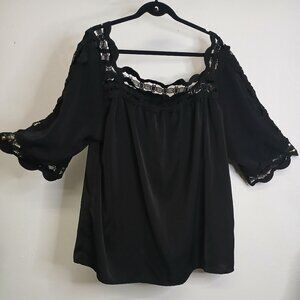 Unknown brand Size 3x Black Sheer and Lace Top